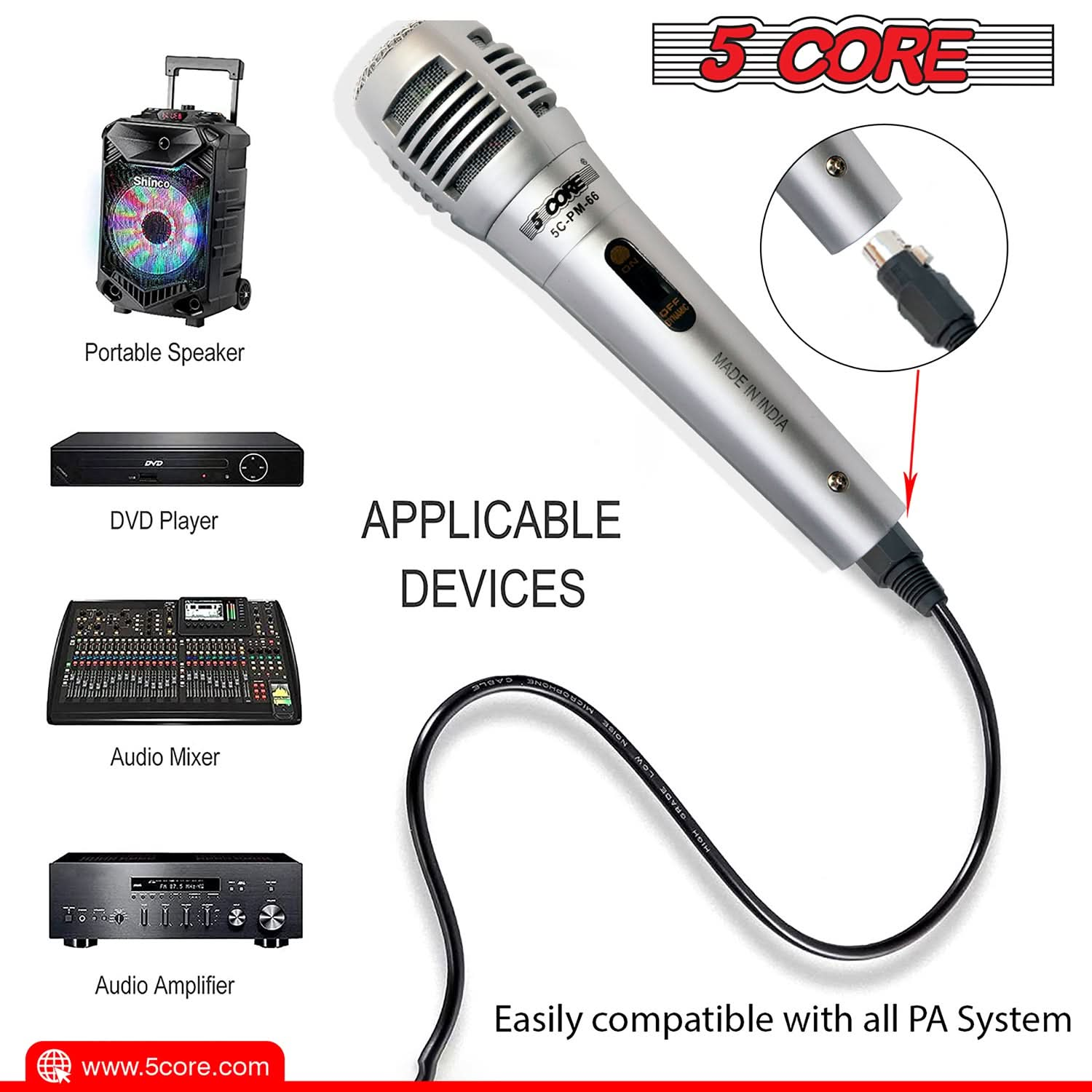 5Core Microphone For Singing Karaoke Mic XLR Dynamic Mic Cardioid Unidirectional Microfono 2/4 Pc