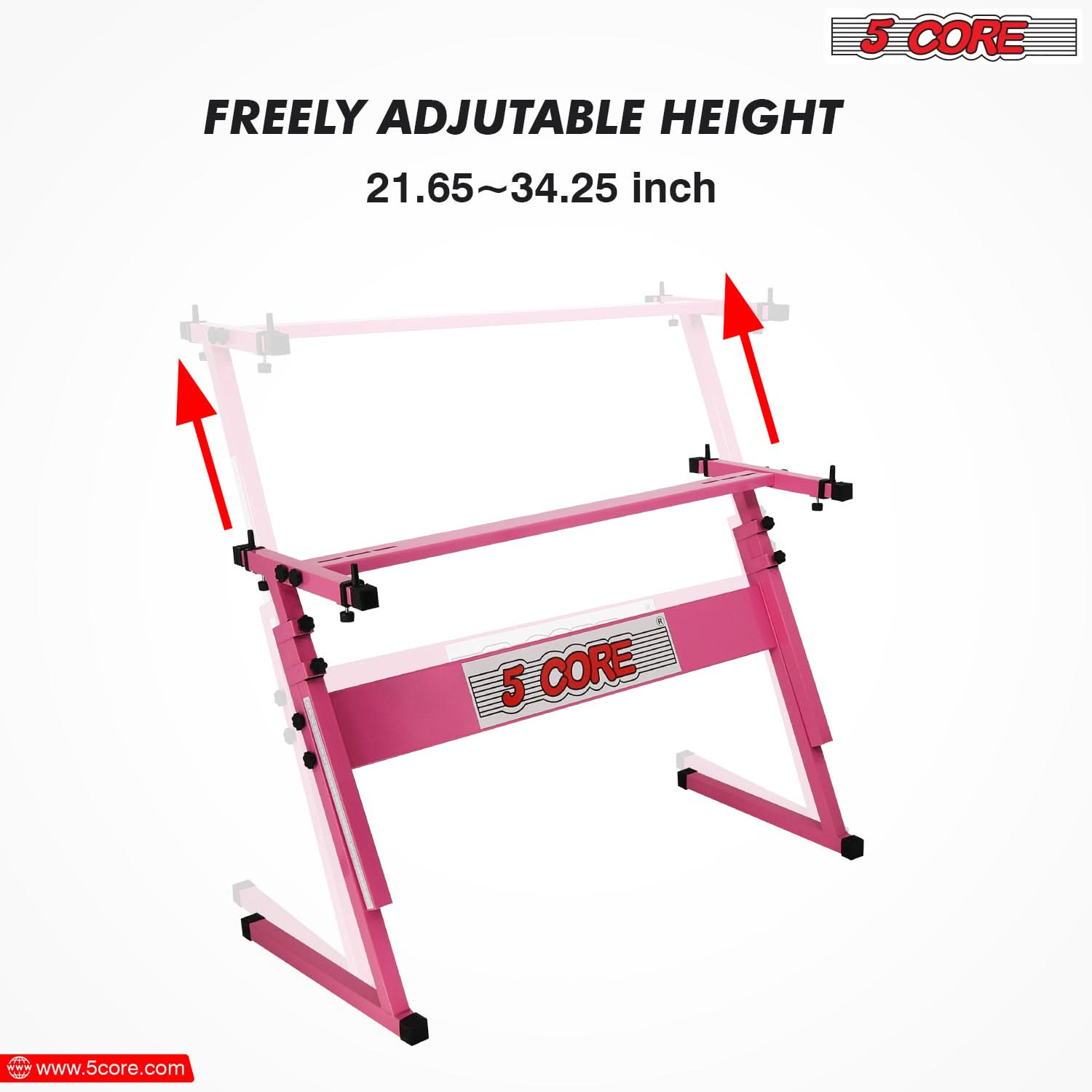 5 Core Keyboard Stand Z Style Height Adjustable Sturdy Piano Riser Lift Holder Stands PINK