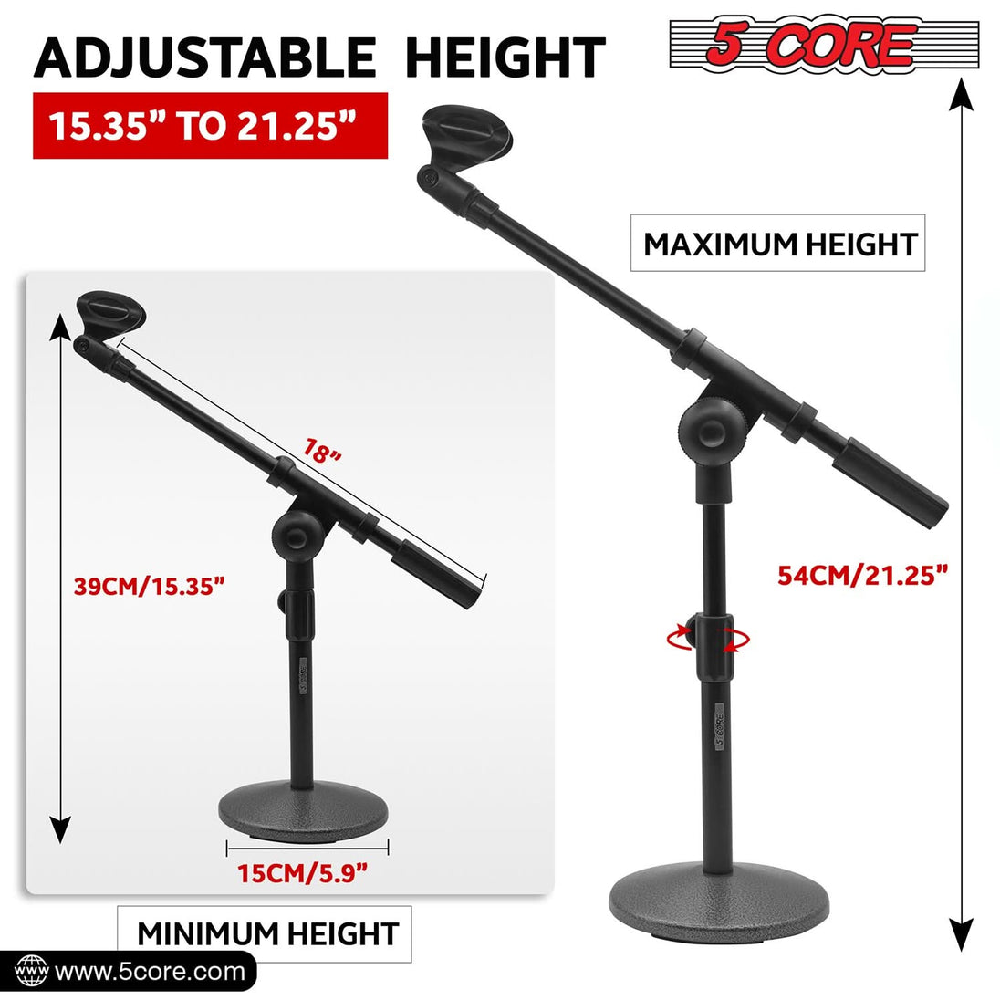 Desktop Mic stand with adjustable boom arm for microphone