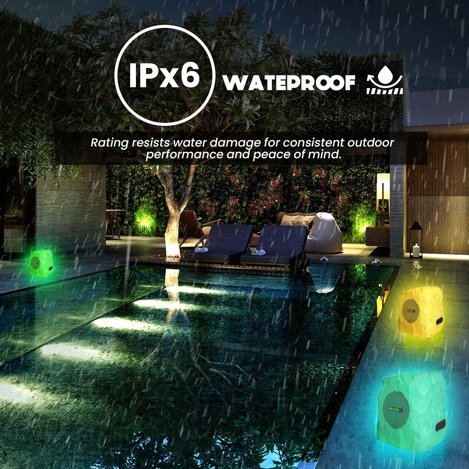 5 Core Outdoor Speakers Bluetooth Wireless Waterproof Patio Garden Speaker Rechargeable Solar LED Rock Garden Speaker