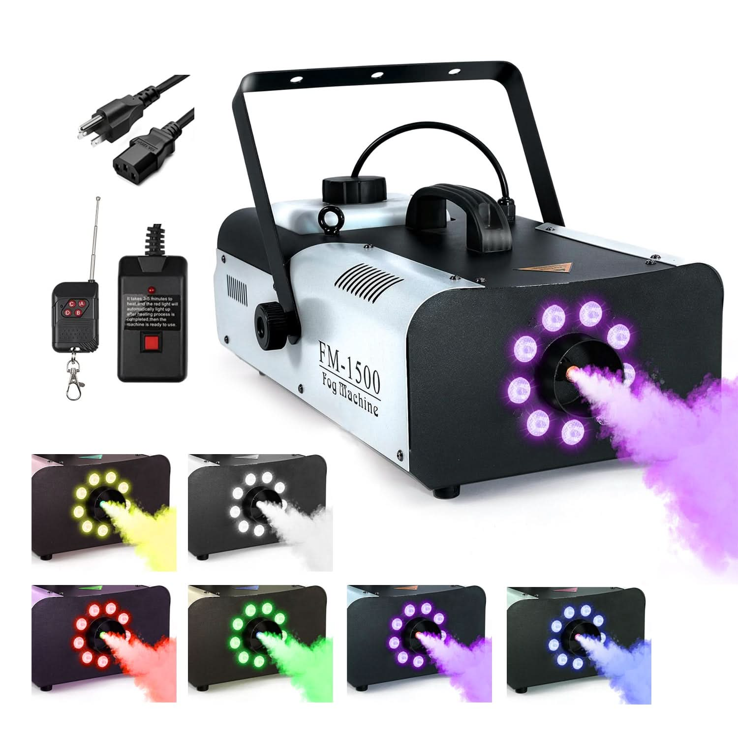 5 Core Fog Machine Indoor Outdoor  1500W 6000CFM Fogger Smoke Machine w LED  2.5 L Tank  Remote