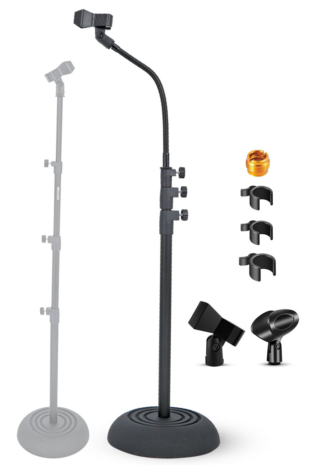 5Core Mic Stand Floor Adjustable Universal Heavy Duty Gooseneck Microphone Stands Round Base Soporte De micrófono