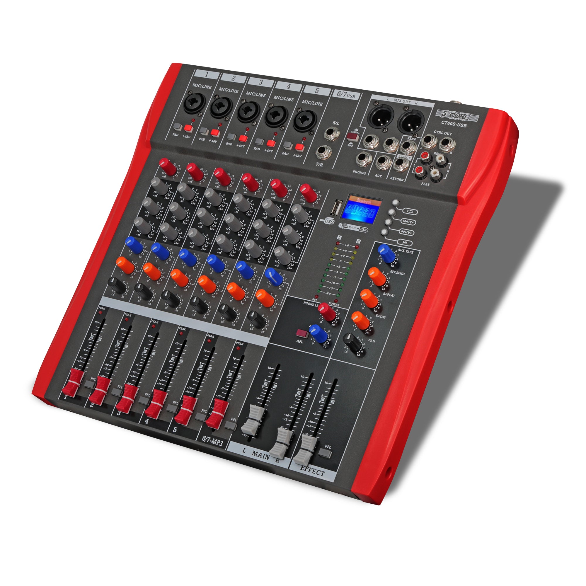 5Core Audio Mixer 6 Channel DJ Mixing Board Bluetooth USB Analog Professional Mezclador De Audio
