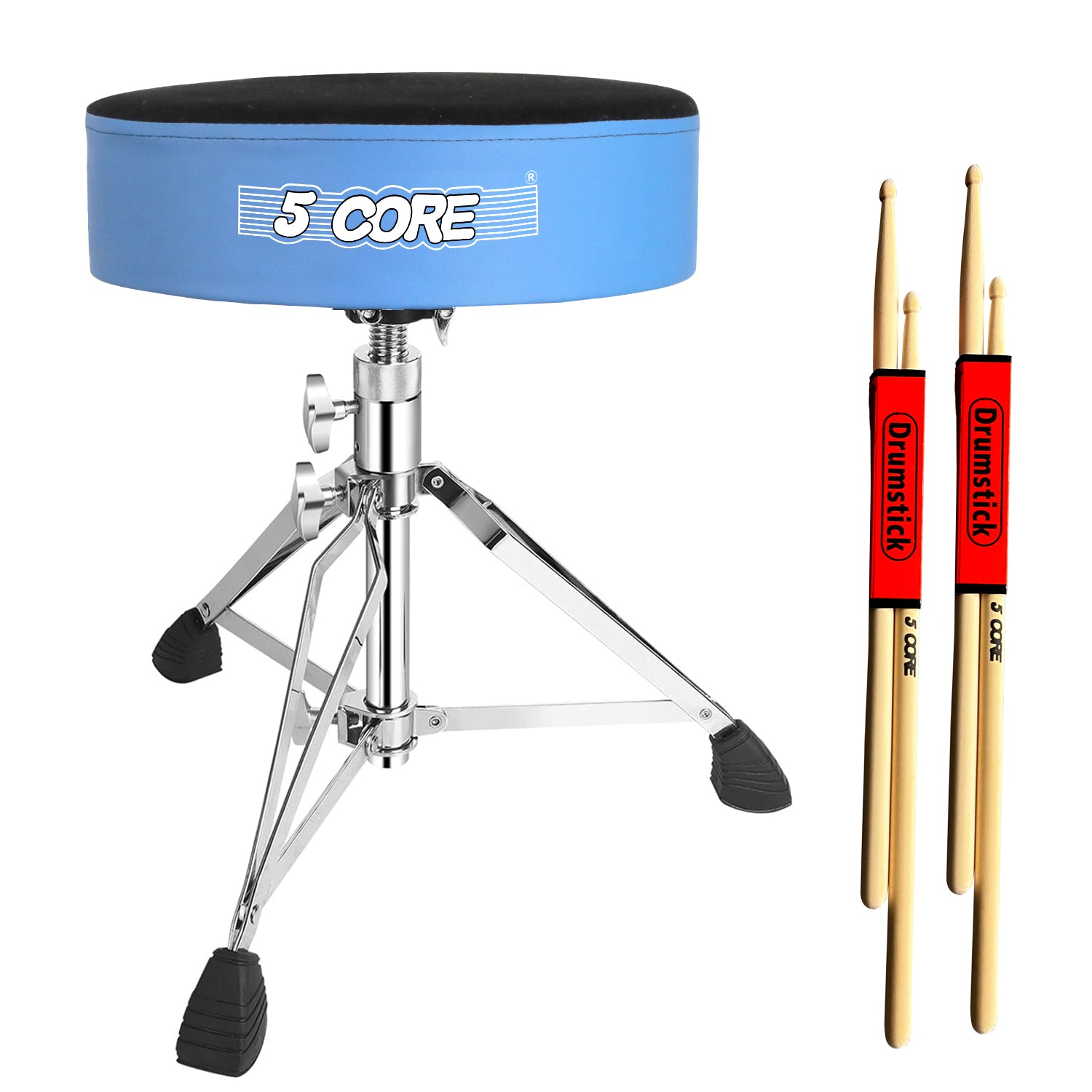 5 Core Drum Throne Comfortable Padded Guitar Stool Height Adjustable Music DJ Chair Heavy Duty Seat