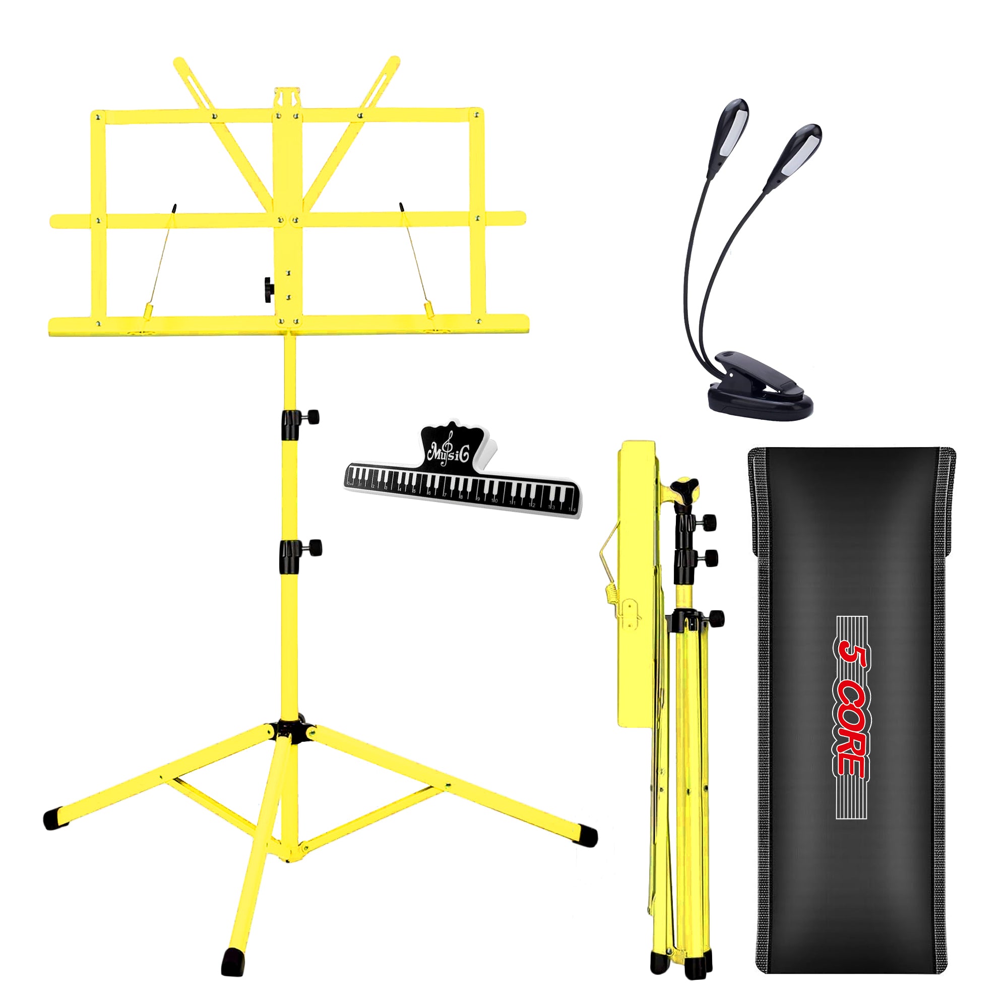 5 Core Music Stand 2 in 1 Dual-Use Adjustable Folding Sheet Stand Metal Build Portable Sheet Holder