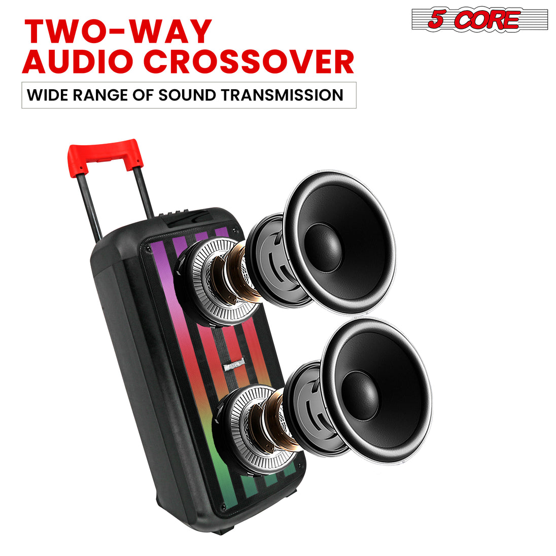 High-performance 2-way speaker system offering clear sound with enhanced bass and treble for premium audio experiences