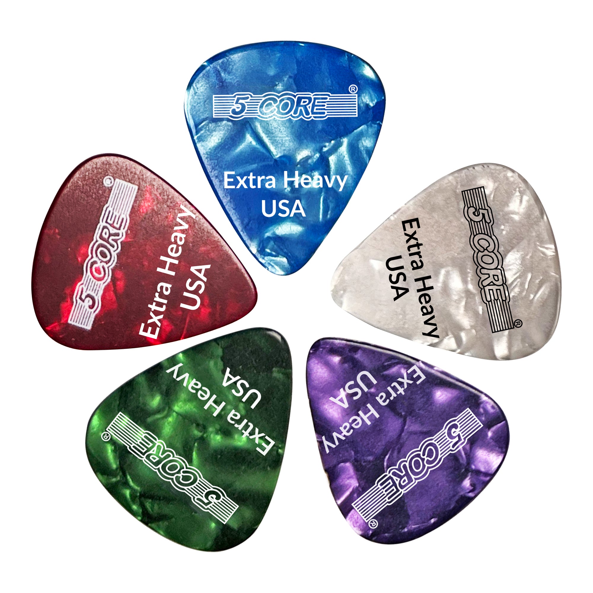 5 Core Guitar Picks 20Pc Pick for Bass Electric Acoustic Guitars Extra Heavy Gauge Durable Celluloid Guitar Picks 1.2mm 4x Red -G PICK EXH RGWPB 20PK