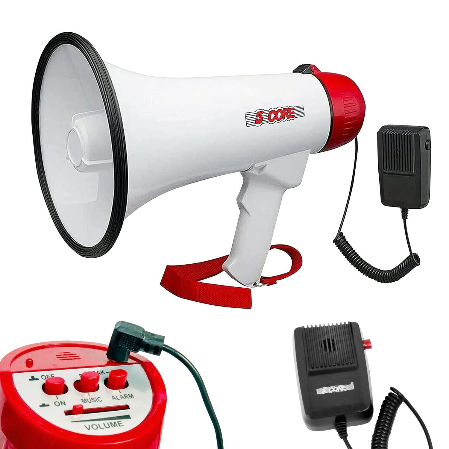 5 Core Megaphone Speaker Portable • 40W Bullhorn Loudspeaker w Siren Adjustable Volume Bull Horn