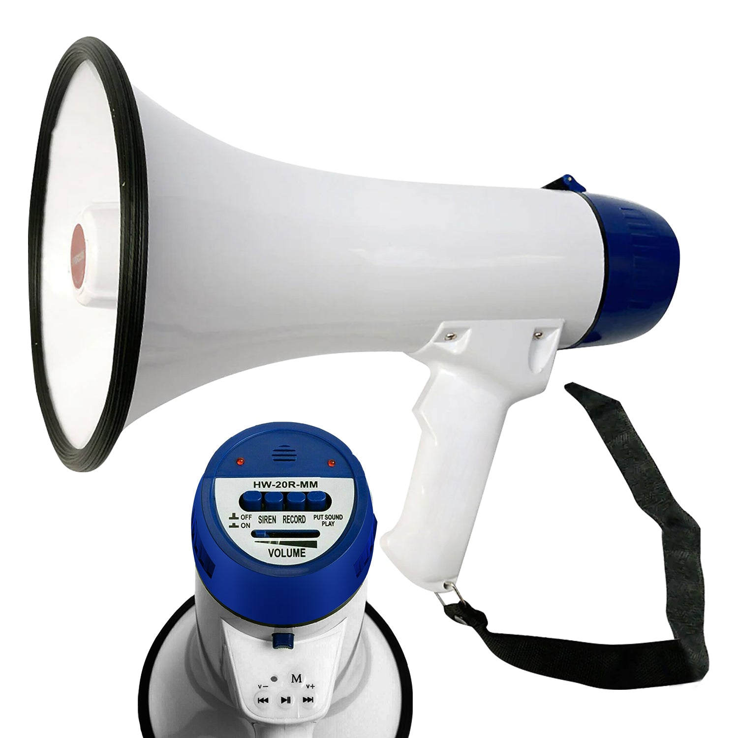 5Core Megaphone Portable 20W Bullhorn w Siren Adjustable Volume Bull Horn Loud Speaker 300m Range