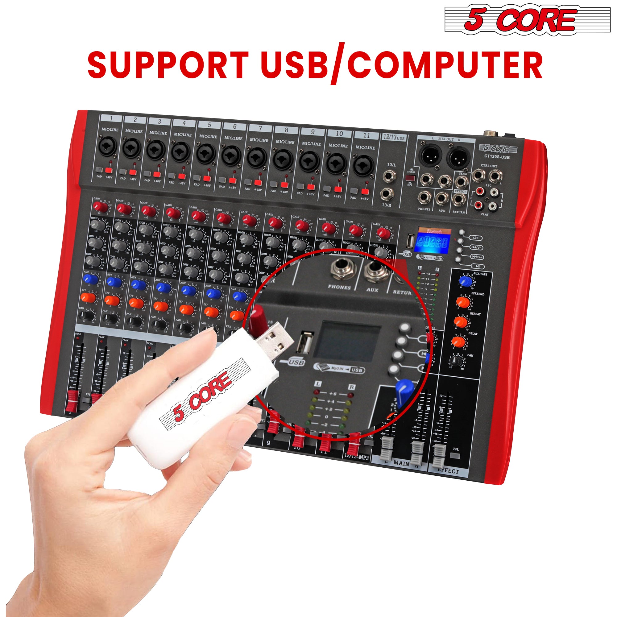 professional, versatile sound control with Bluetooth and USB features.
