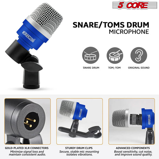 5 Core Dynamic Drum Mics: 7-piece kit for accurate drum sound capture.