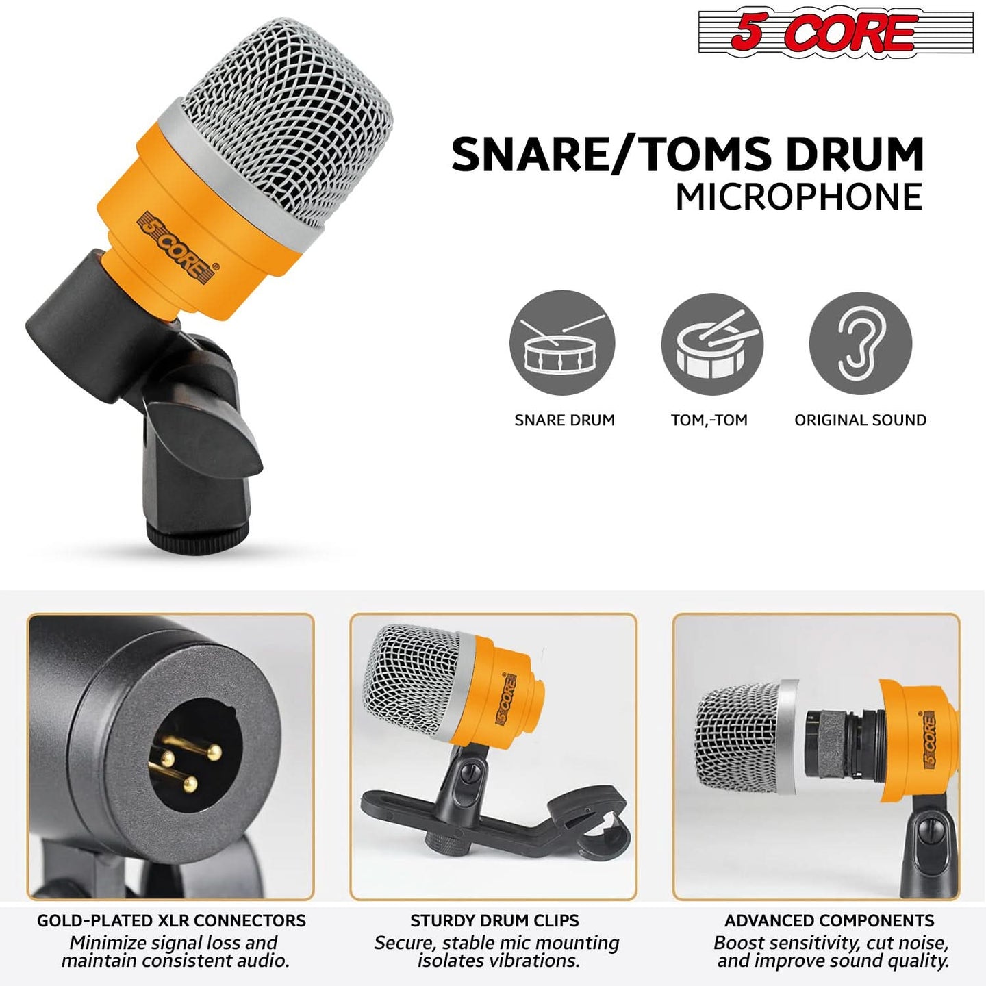 7-Piece Dynamic Drum Mics: For professional kick, bass, tom, and snare capture.