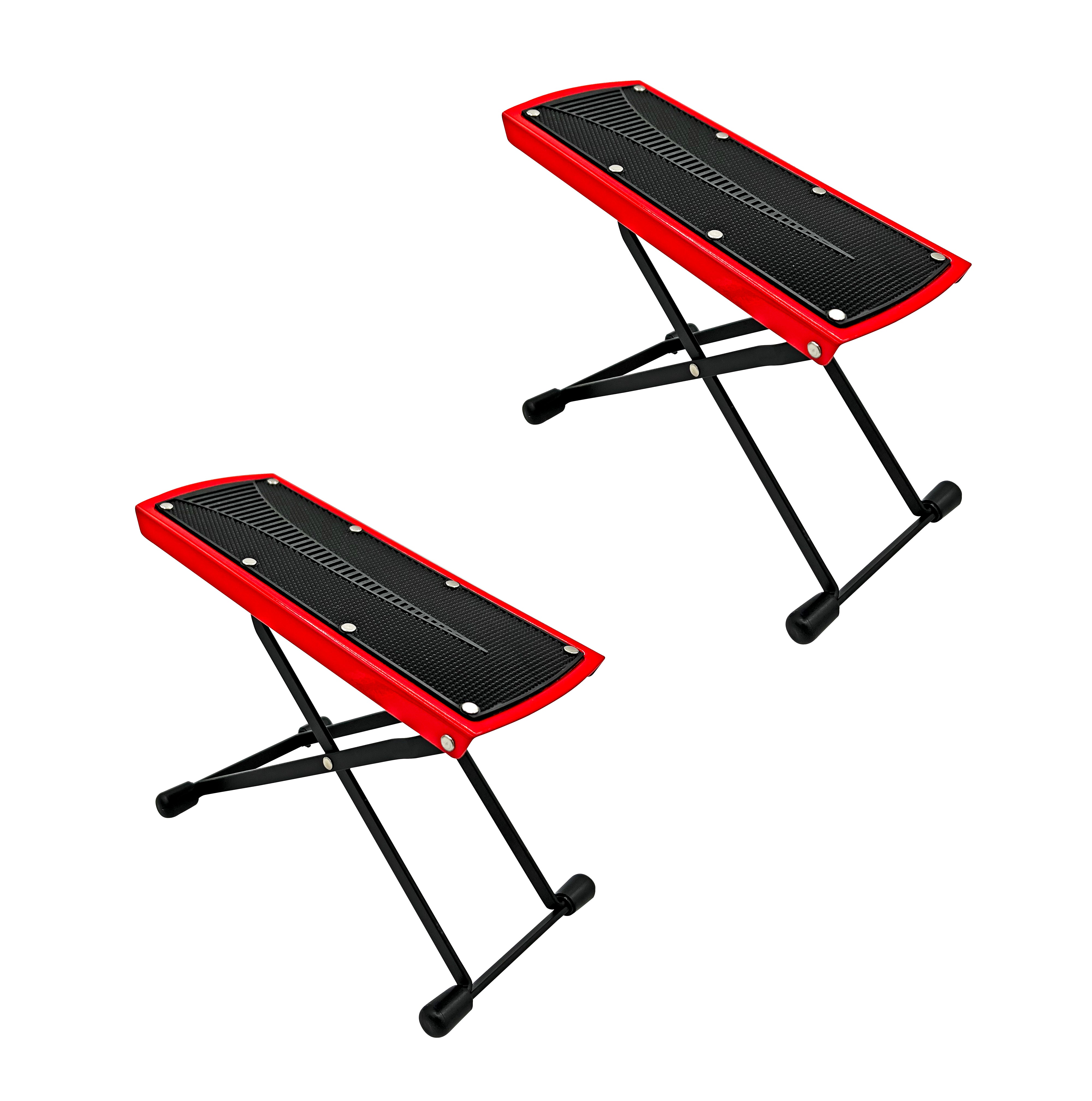 5Core Guitar Foot Rest Stand 6 Level Adjustable Leg Footrest Sool Rubber Pad Stable 1/2 Pc Red