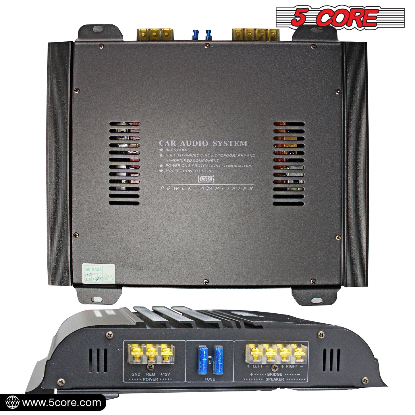 5 Core Premium 1800 Watt Car Amplifier | 2 Channel Power Amplifier for Stereo Sound | Audio Receiver amp for RV, Truck, Boat- CEA 16