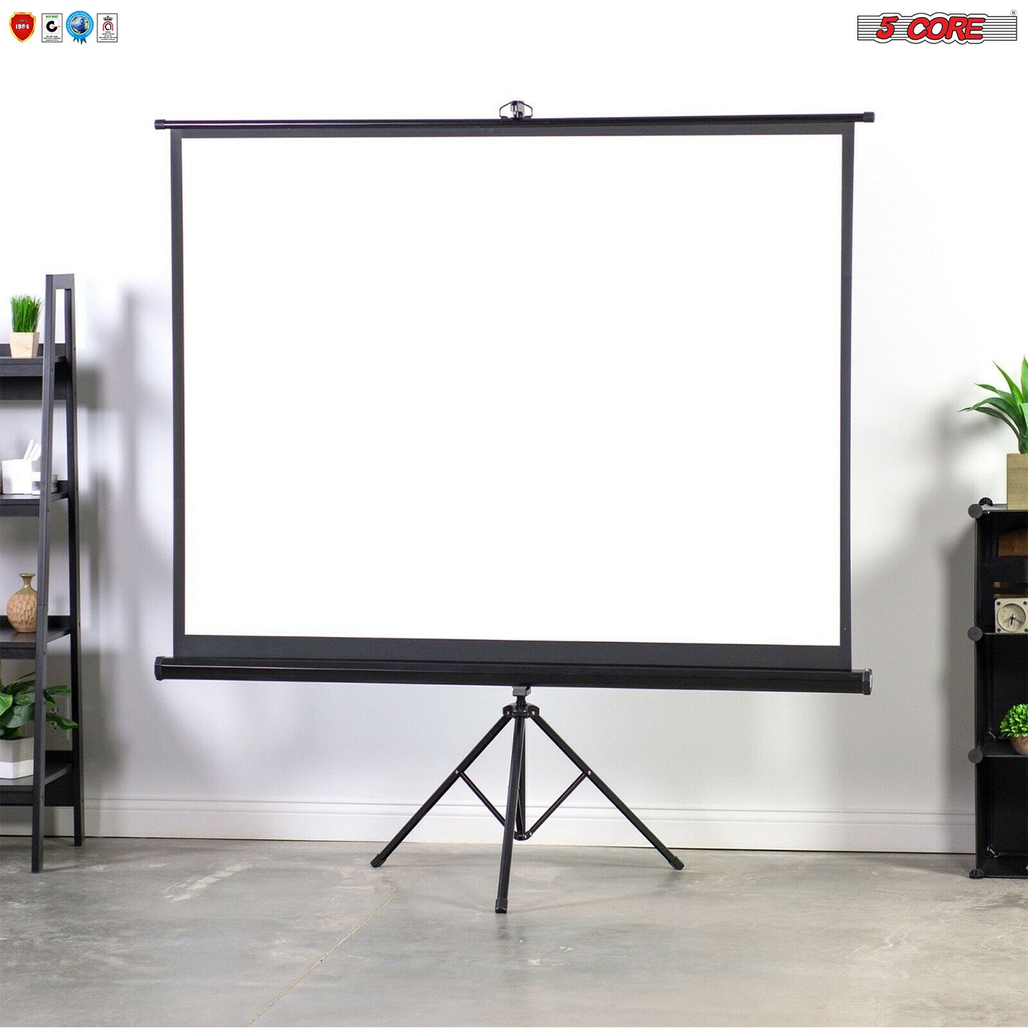 5 Core 72 inch Projection Screen 4:3 Foldable and Portable Anti-Crease Indoor Outdoor Projection Screen for Home, Party, Office, Classroom- SCREEN TR 72 (4:3)