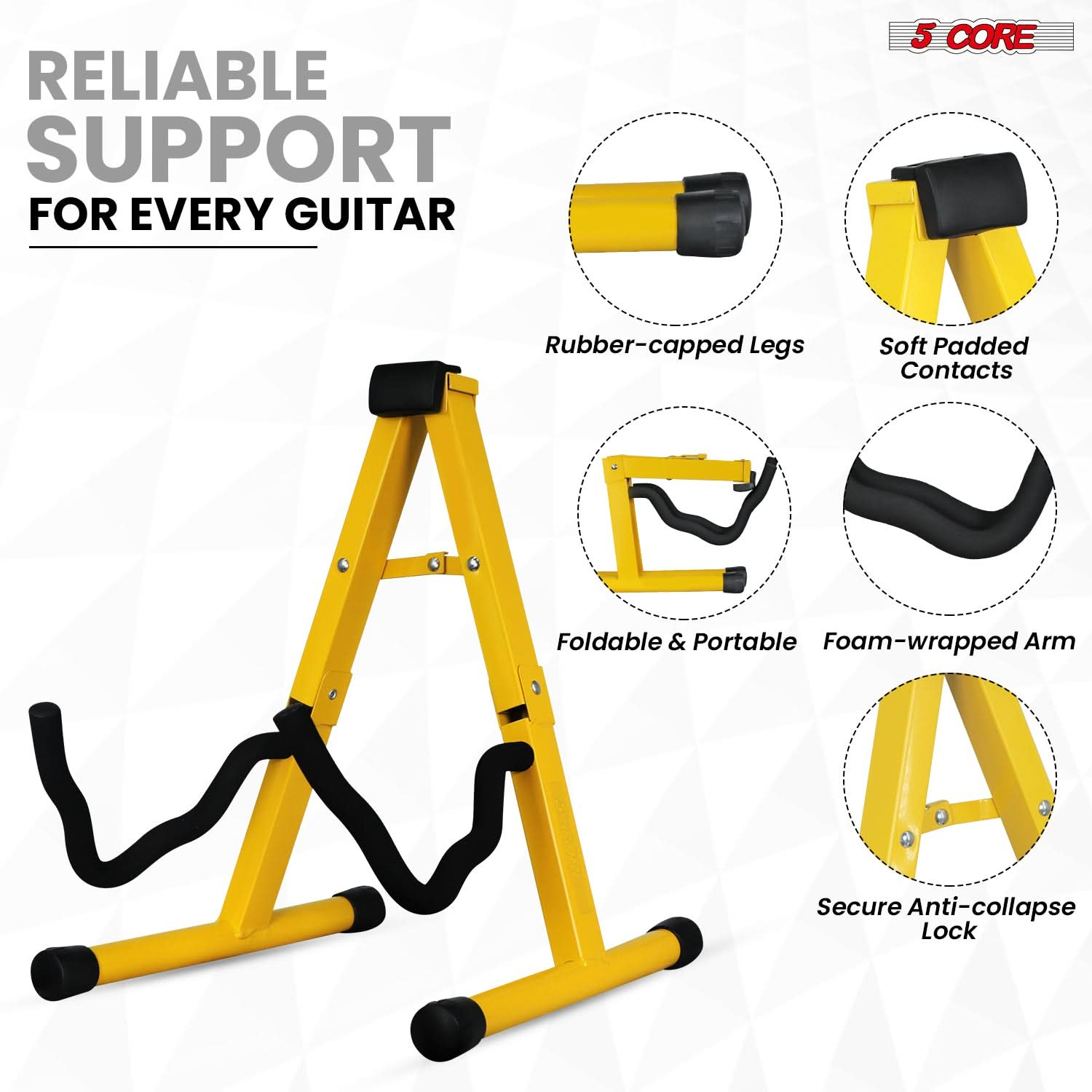 5Core Guitar Stand Floor A Frame Electric Acoustic Bass Soporte Para Guitarra