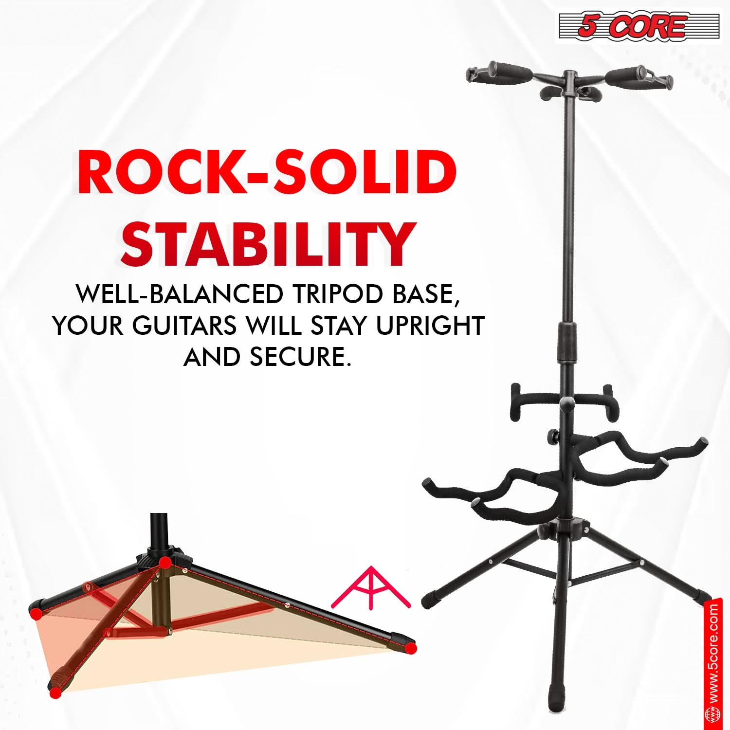 Tripod base stand for electric guitar