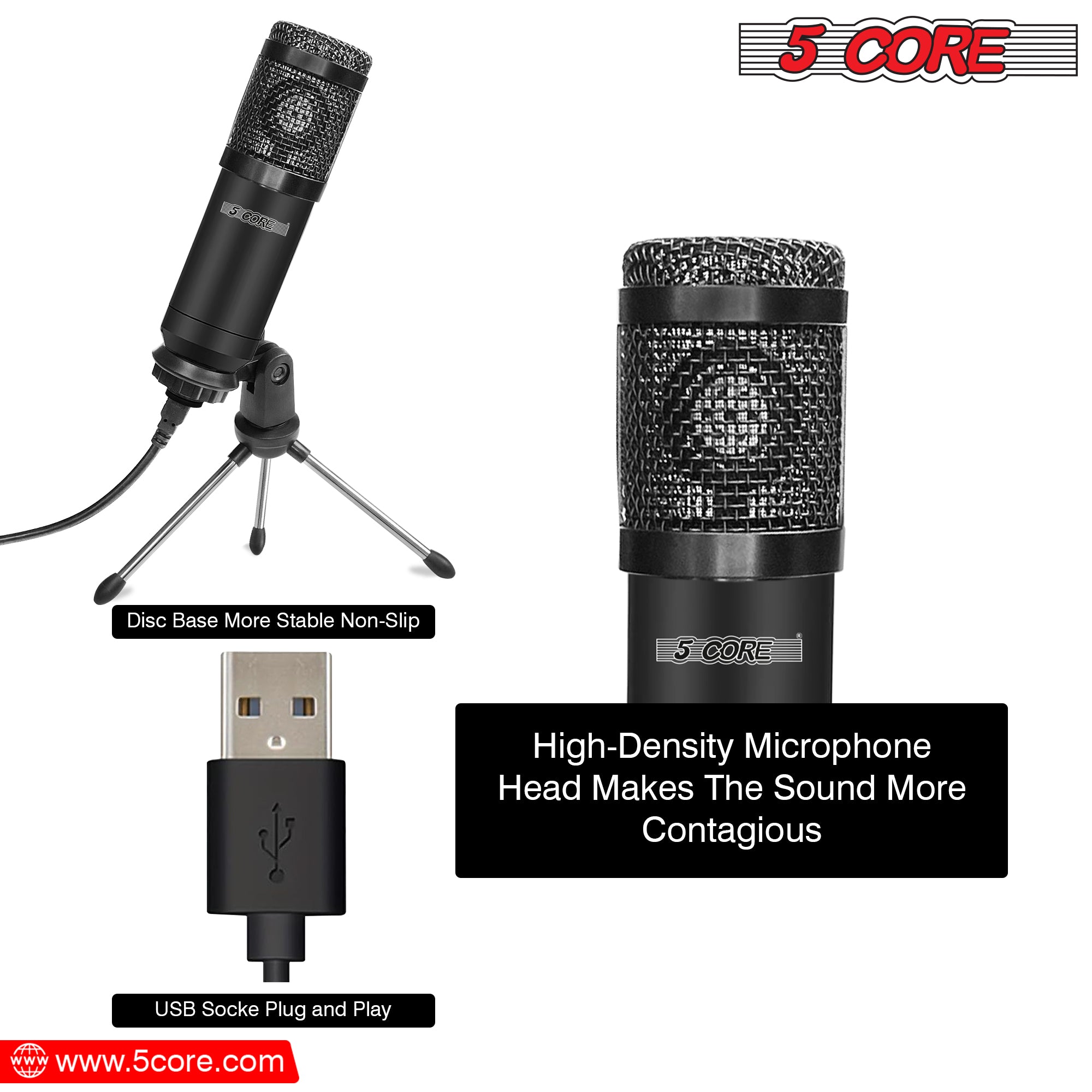 5 Core Podcast Equipment Bundle All in One Podcast Kit w Condenser Microphone Perfect for Recording Broadcasting Live Streaming - RM 4 B