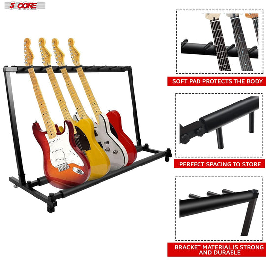 Adjustable guitar stand for multiple guitars, music studio accessories, and guitar hanger.