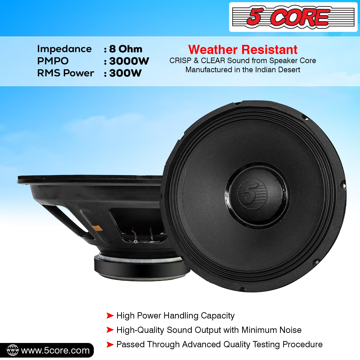 5 core 15 inch subwoofer weather resistant