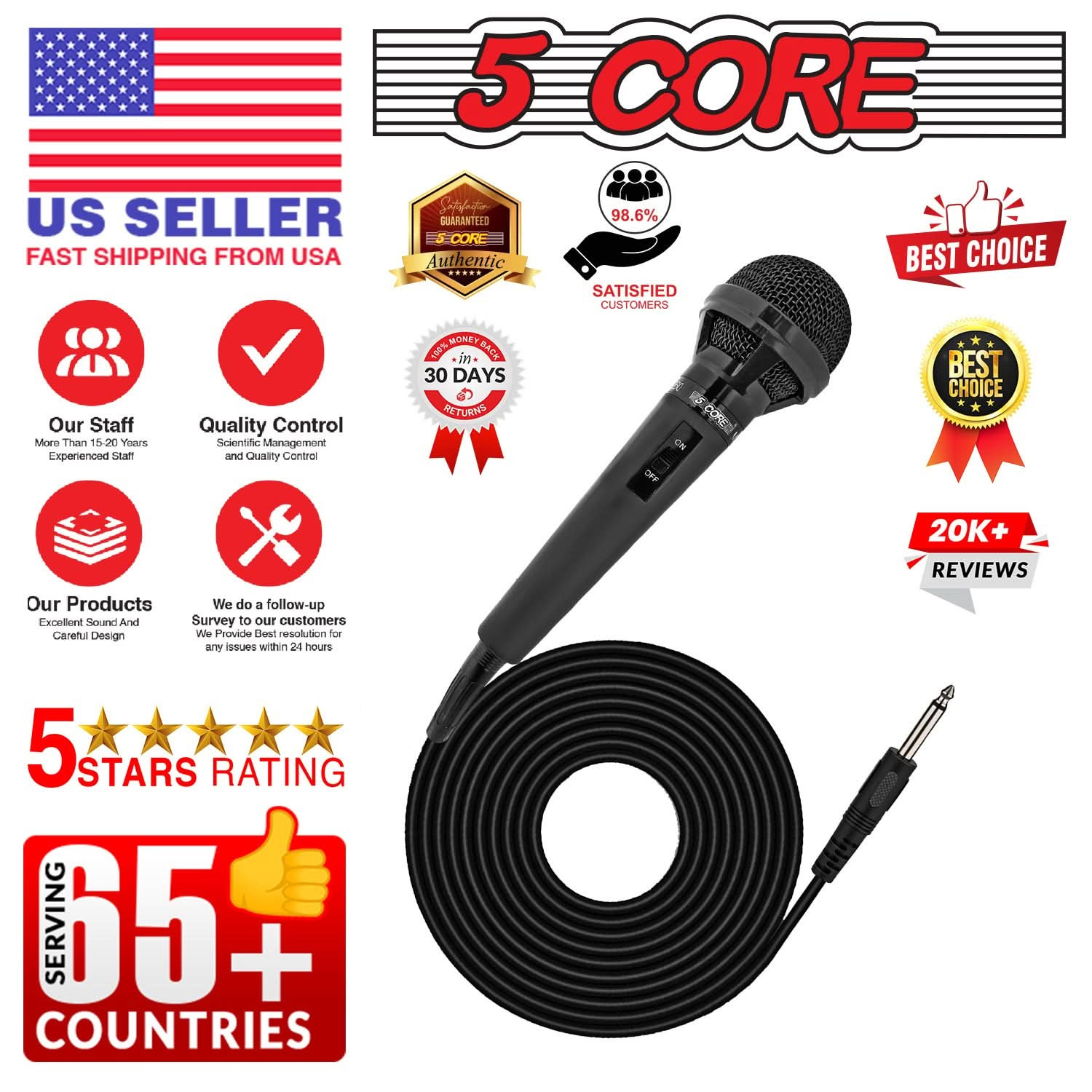 5 Core Microphone For Singing Karaoke Mic XLR Microfono Dynamic Cardioid Unidirectional