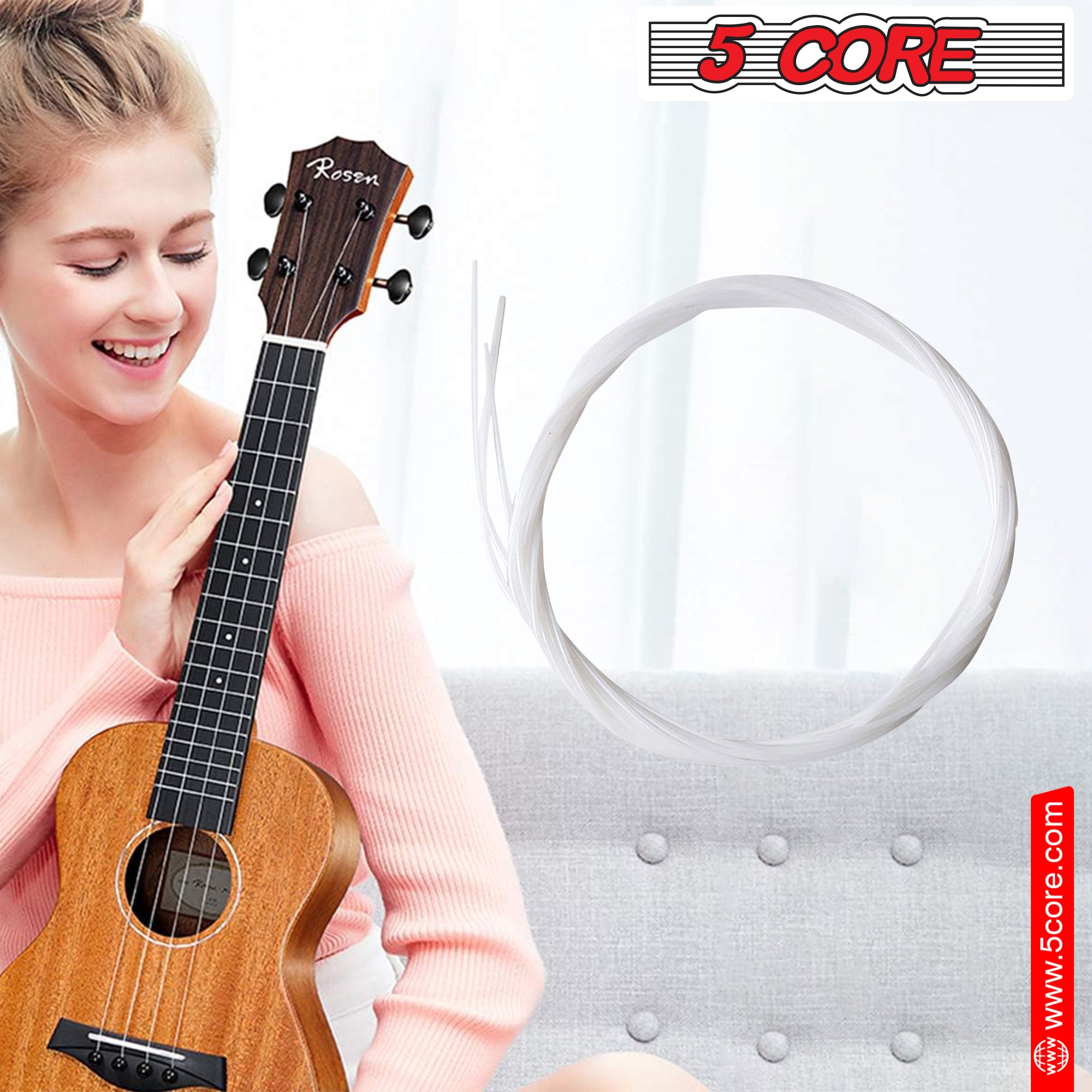 5 Core Ukulele Strings Set Premium Clear String 1 Pack For Musical Instruments - UKS 1SET (4PCS)