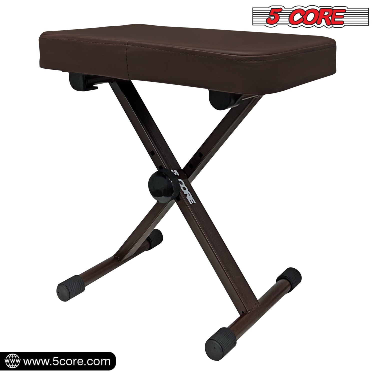 5 Core Adjustable Keyboard Bench 18.5 - 24.2 Inch Heavy Duty X style Bench Piano Stool Chair Thick And Padded Comfortable Guitar Stools -KBB BR HD