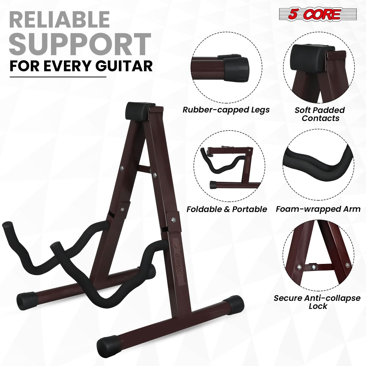 5Core Guitar Stand Floor A Frame Electric Acoustic Bass Soporte Para Guitarra