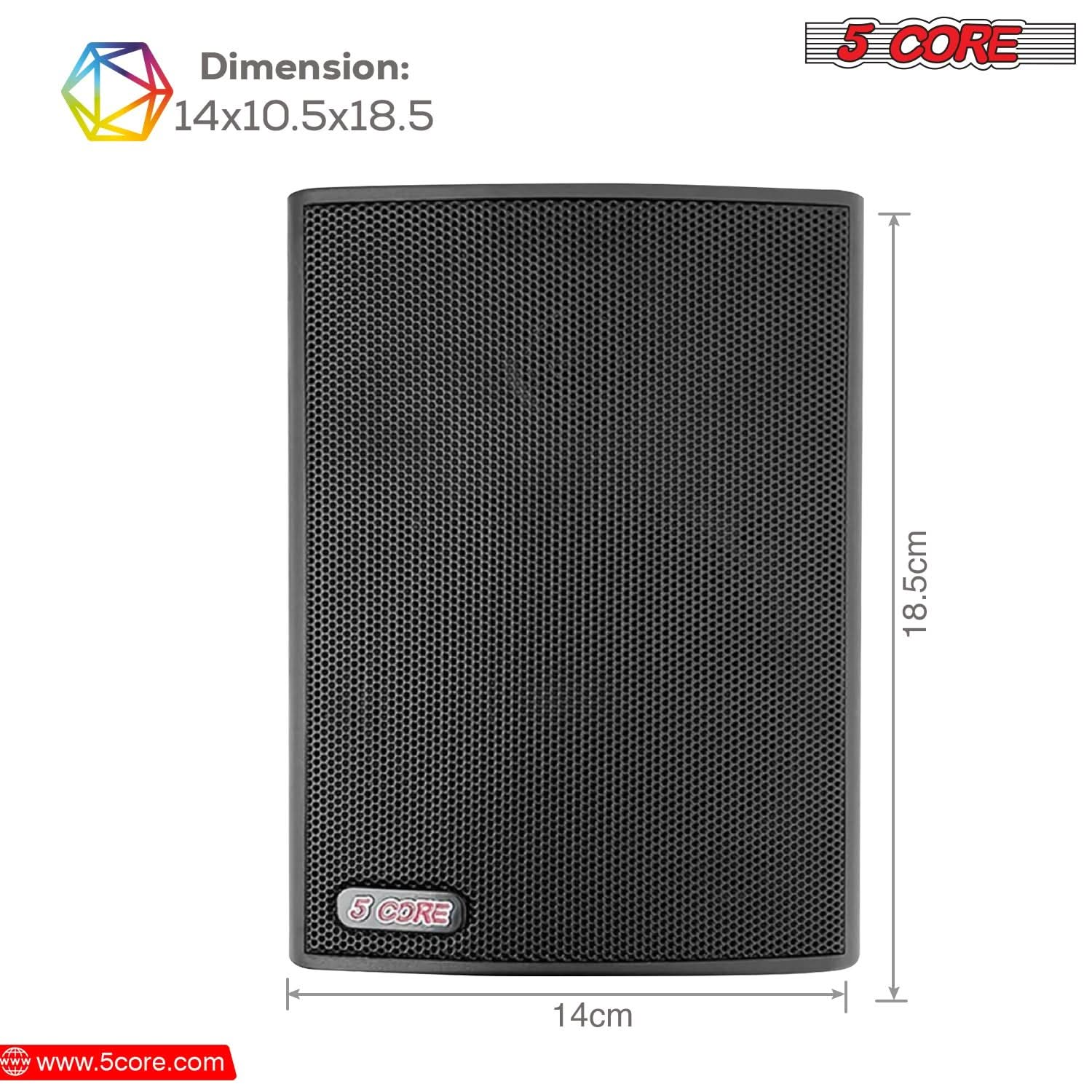 5Core Outdoor Speakers Stereo In Wall 100W Peak Passive Home Audio System BLACK