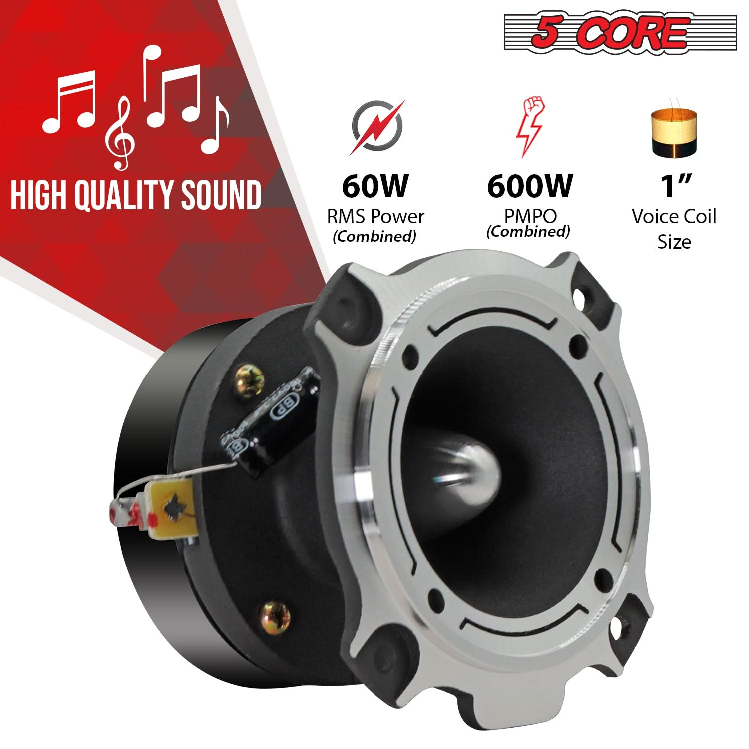 5Core Tweeters Speakers Car Audio Pair 600W Peak 3.5 Inch Super Bullet Tuiters Para Sonido Para Carro