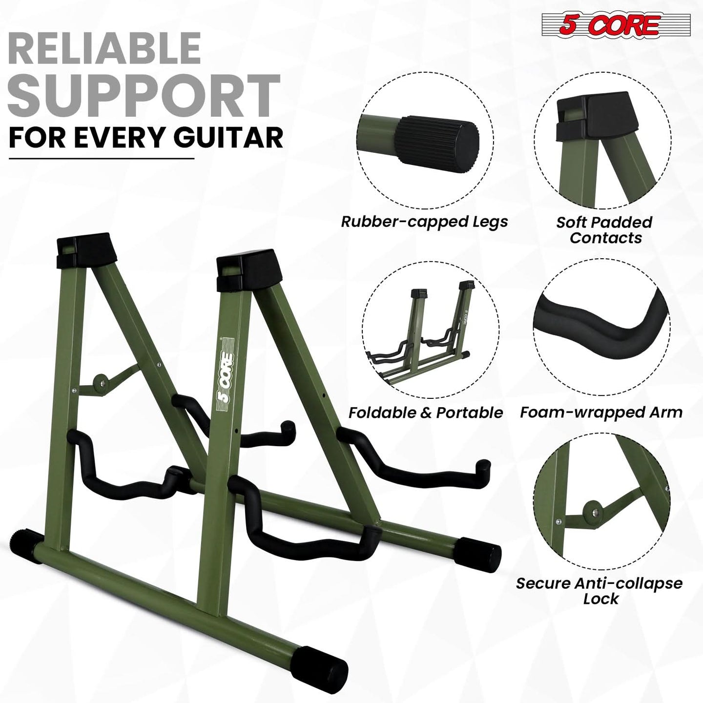 Versatile 2-in-1 guitar stand, designed to hold both electric and acoustic guitars securely