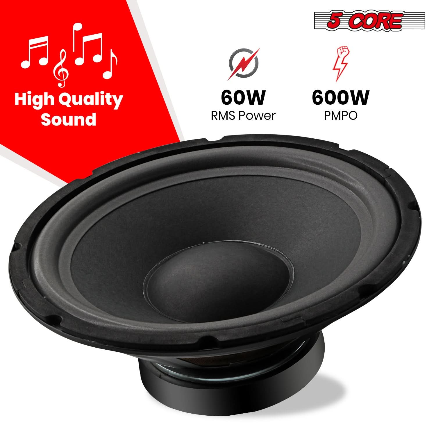 5Core 10 inch Subwoofer Speaker 600W Peak 4Ohm Car Replacement Sub Woofers