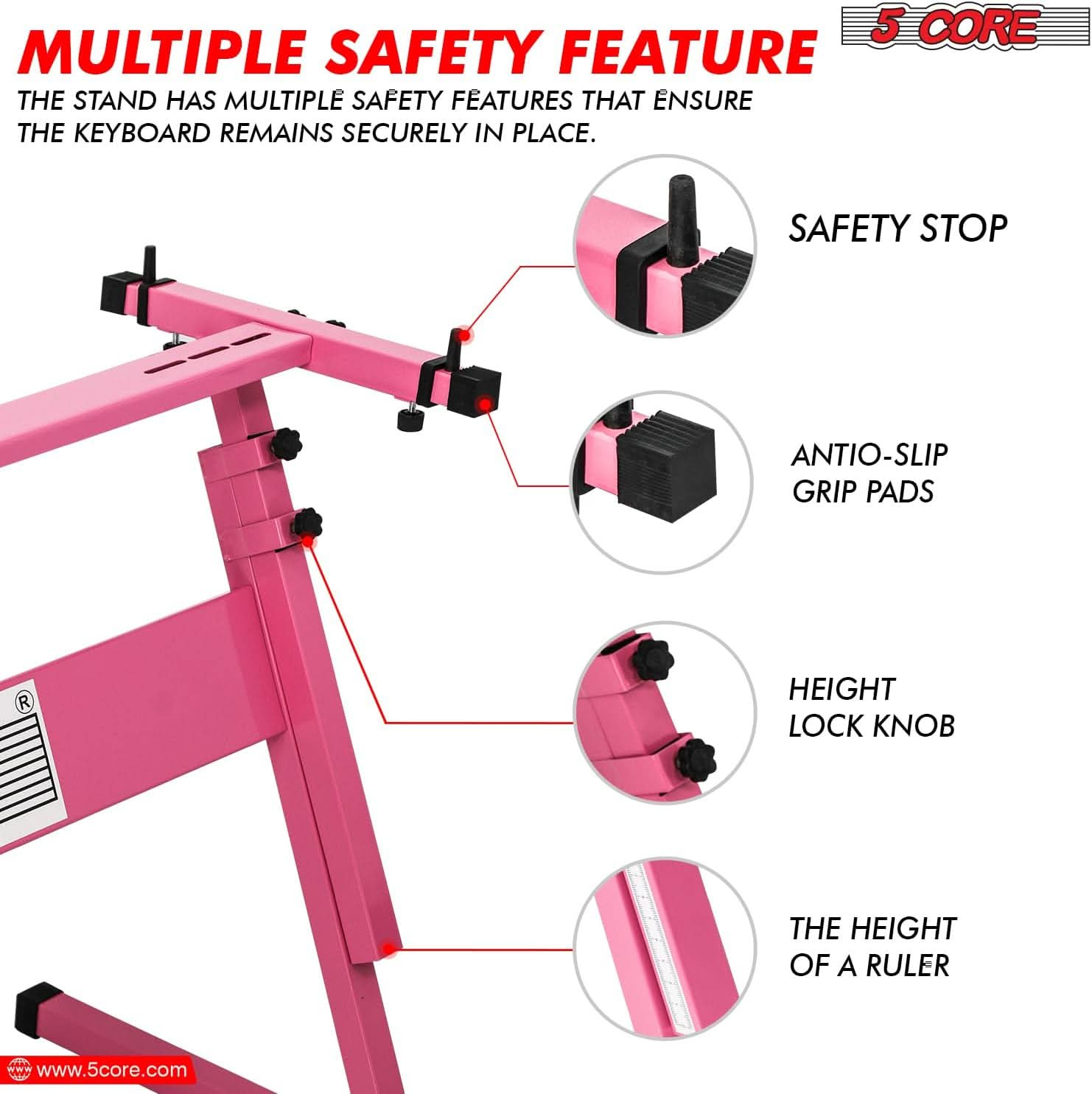 5Core Keyboard Stand Adjustable z Style Piano Riser + Keyboard Piano Bench