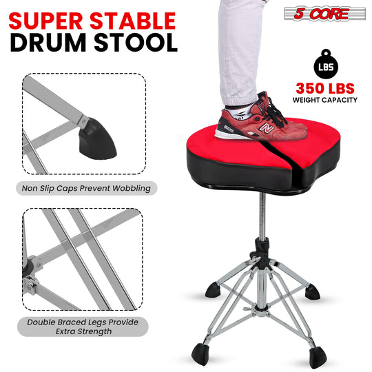 Heavy-duty drummer chair with a 350 lbs weight capacity for maximum durability and support