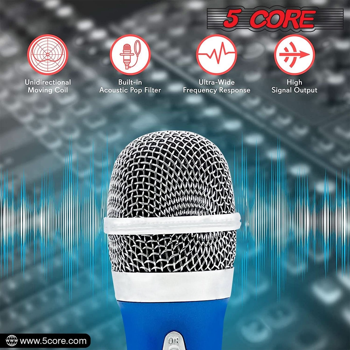 5 Core Handheld Microfono: Professional XLR dynamic mic for singers and vocalists.