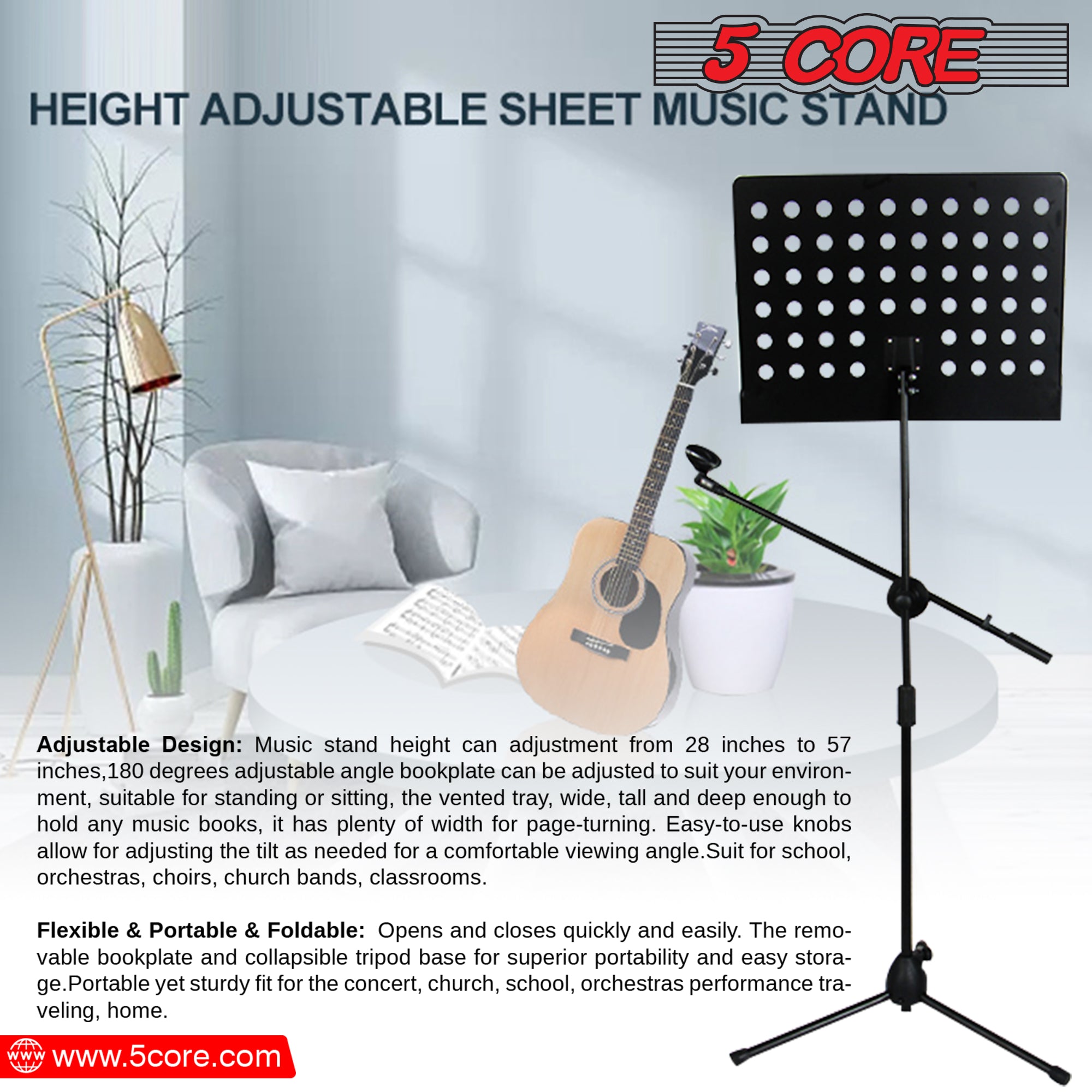 height adjustable sheet music stand