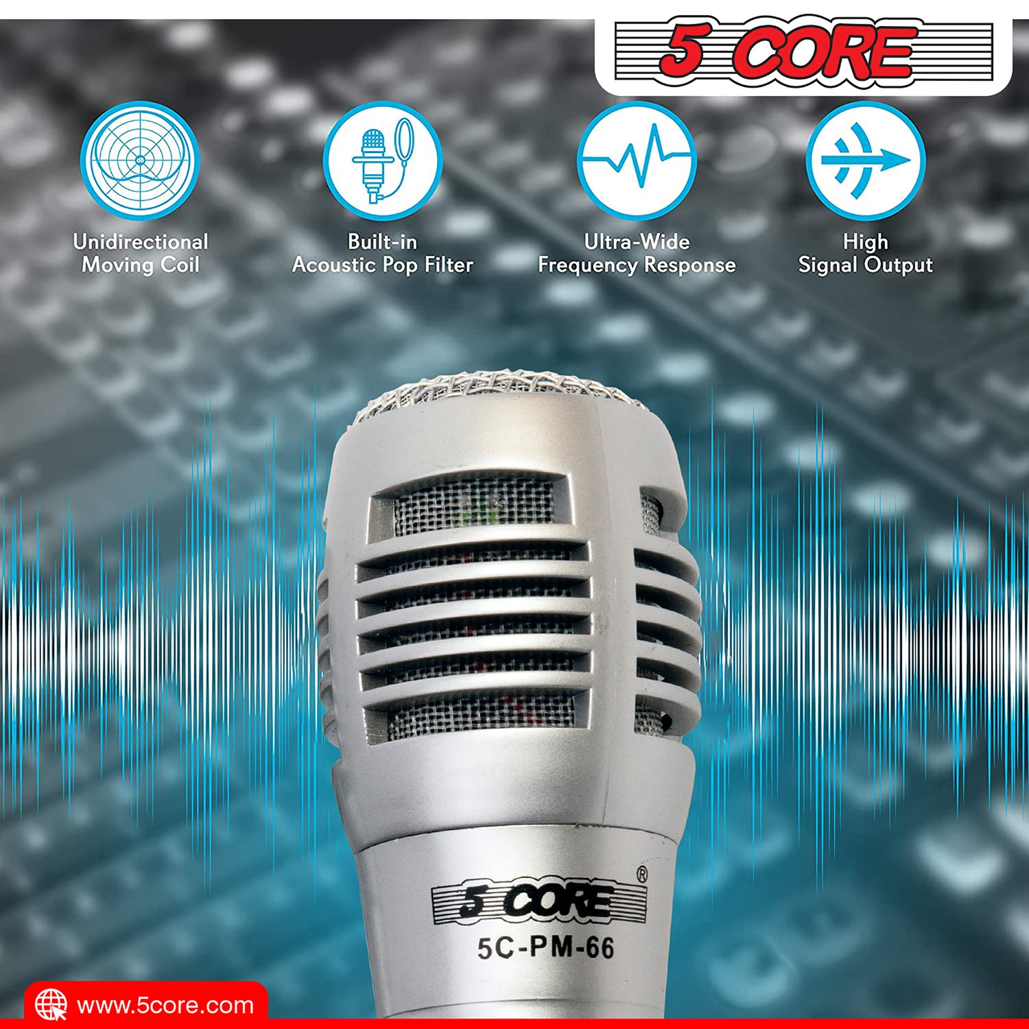 5Core Microphone For Singing Karaoke Mic XLR Dynamic Mic Cardioid Unidirectional Microfono 2/4 Pc