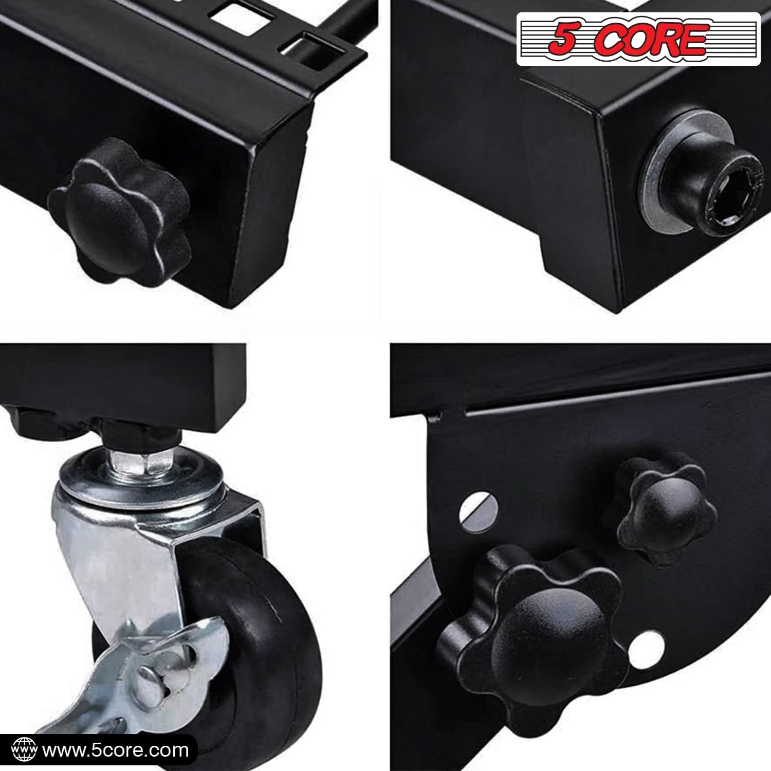 5Core DJ Mixer Stand 12U Adjustable Rack Mount Rolling Stage Cart Pro Audio Studio Equipment w Wheel