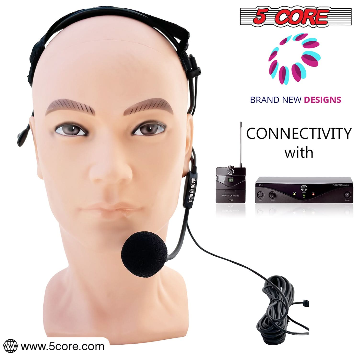 5 Core Headset Microphone Professional Flexible Boom Wired Hands Free Mic 1/4" Connector Jack