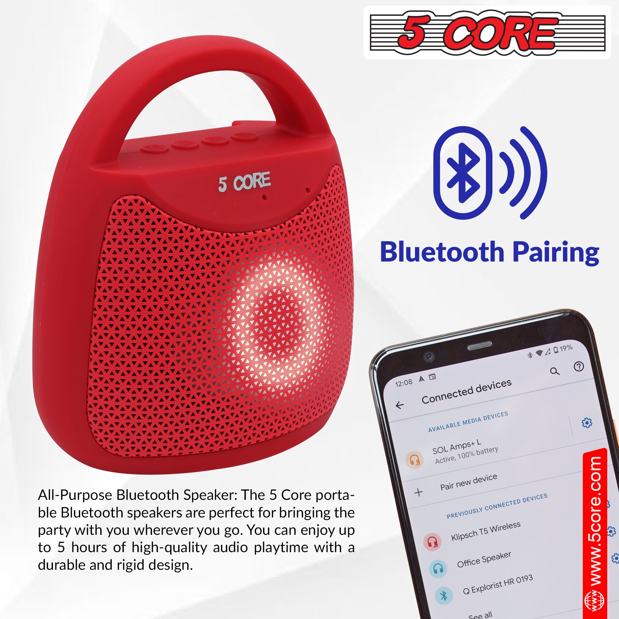 5 core portable bluetooth speaker