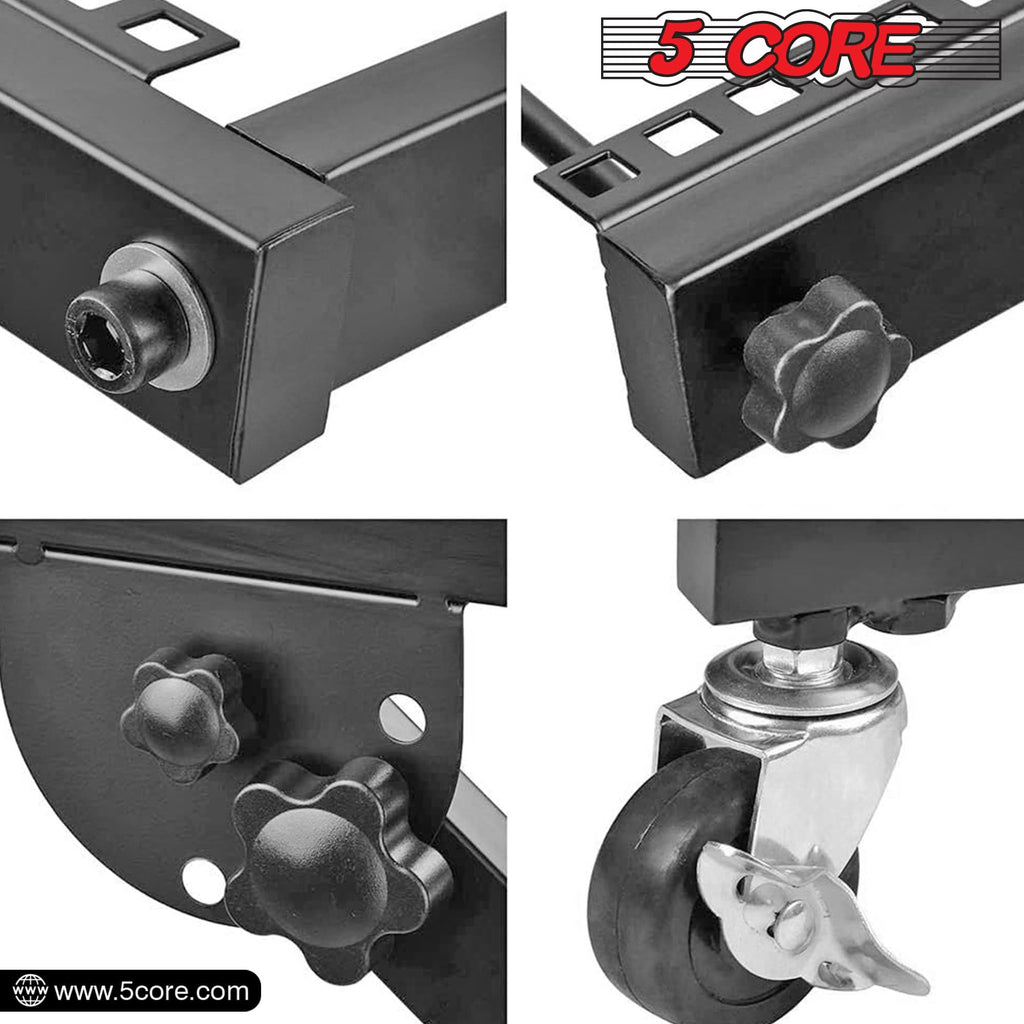 thumbnail image 2 of 5Core 16U Adjustable Audio Rack Stand With Wheels – Rolling Stage Cart For DJ Mixer, Universal Fit 2 of 5
