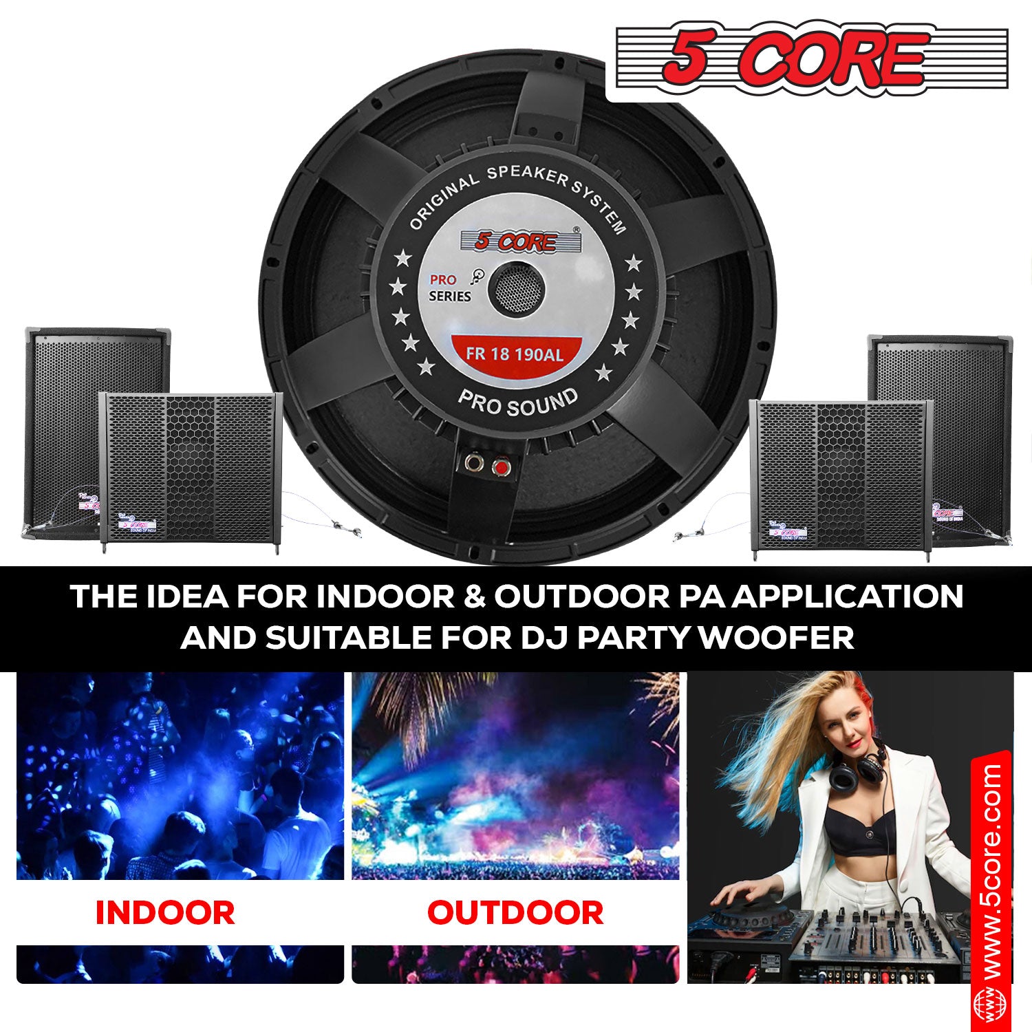 5 core 15 inch subwoofer ideal for indoor and outdoor application and suitable for dj party woofer
