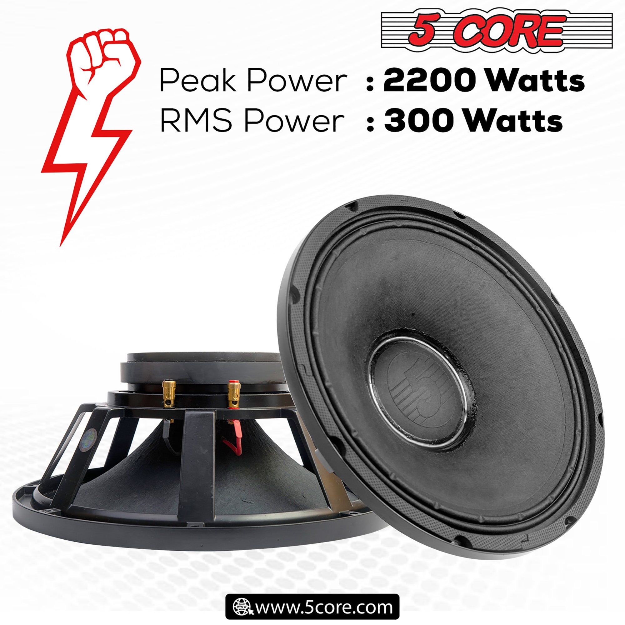 5Core 15 inch DJ Subwoofer Replacement Loud Speaker 2200 W Sub Woofer PA Audio- 15185 07 AL