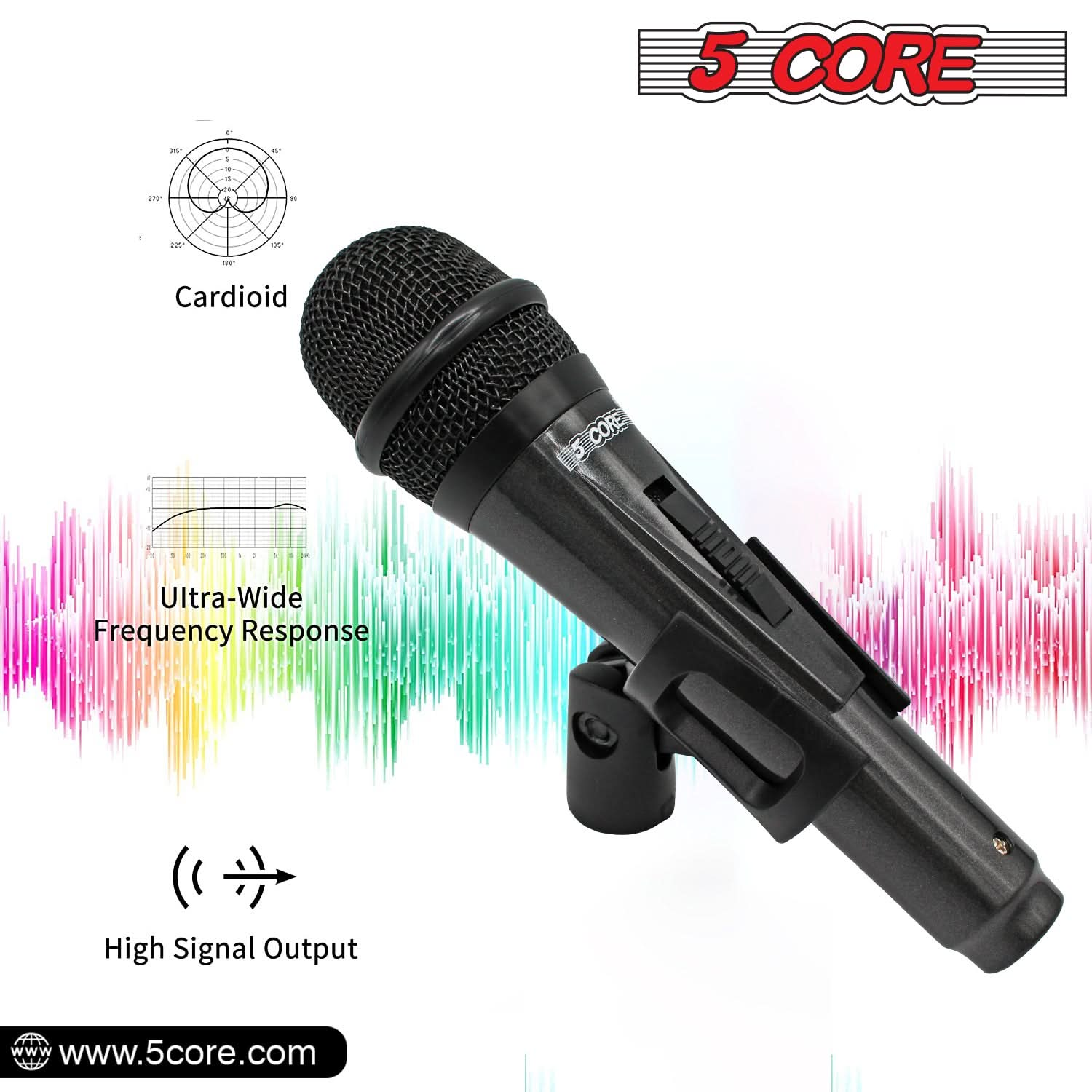 5Core Microphone For Singing Karaoke Mic XLR Dynamic Mic Cardioid Unidirectional Microfono 1/2 Pc