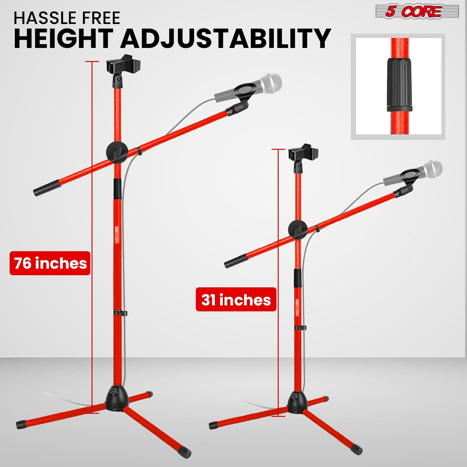 5Core Tripod Mic Stand Adjustable Heavy Duty Floor Holder Microphone Boom Arm