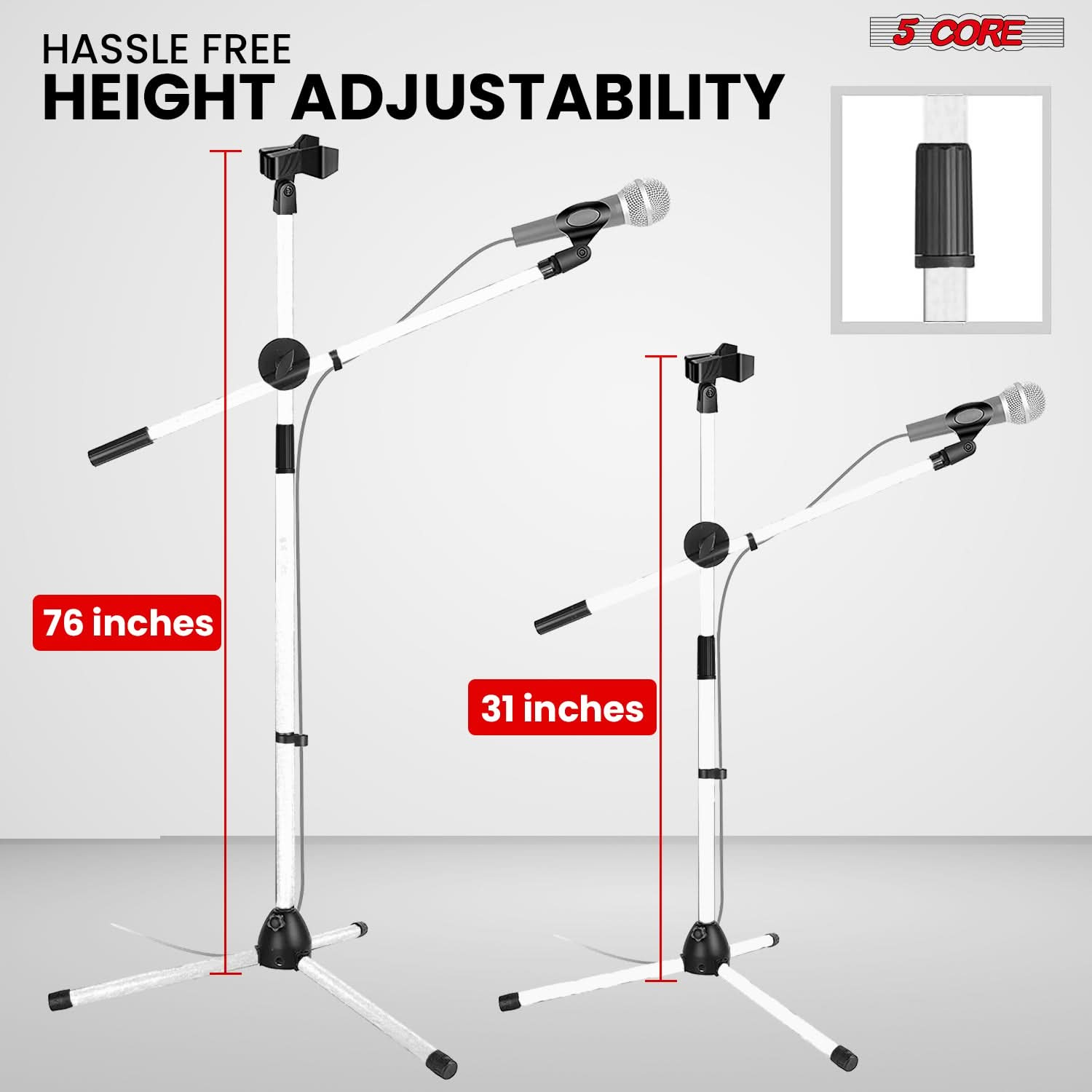 5Core Tripod Mic Stand Adjustable Heavy Duty Floor Holder Microphone Boom Arm