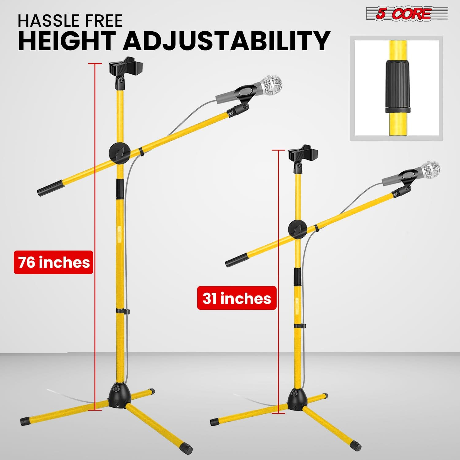 5Core Tripod Mic Stand Adjustable Heavy Duty Floor Holder Microphone Boom Arm