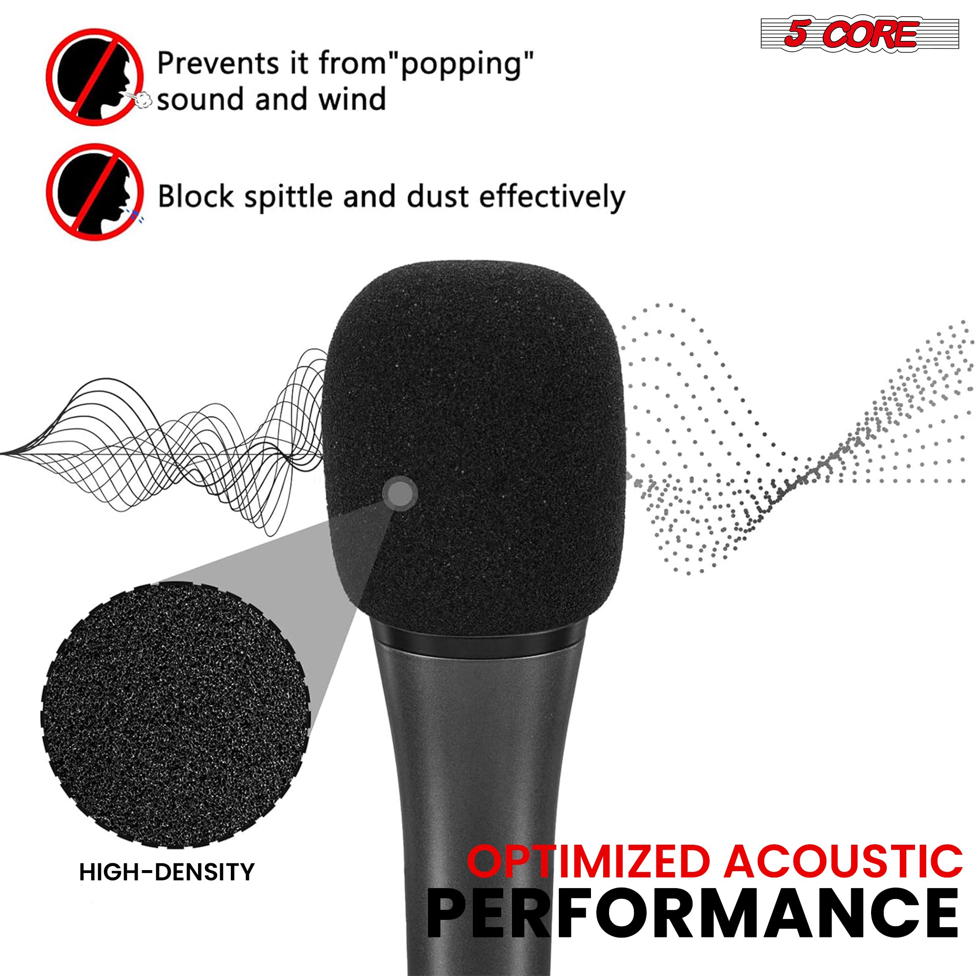 5Core Microphone Cover Professional Mic Soft Foam Windscreen Windproof Sponge for Mics