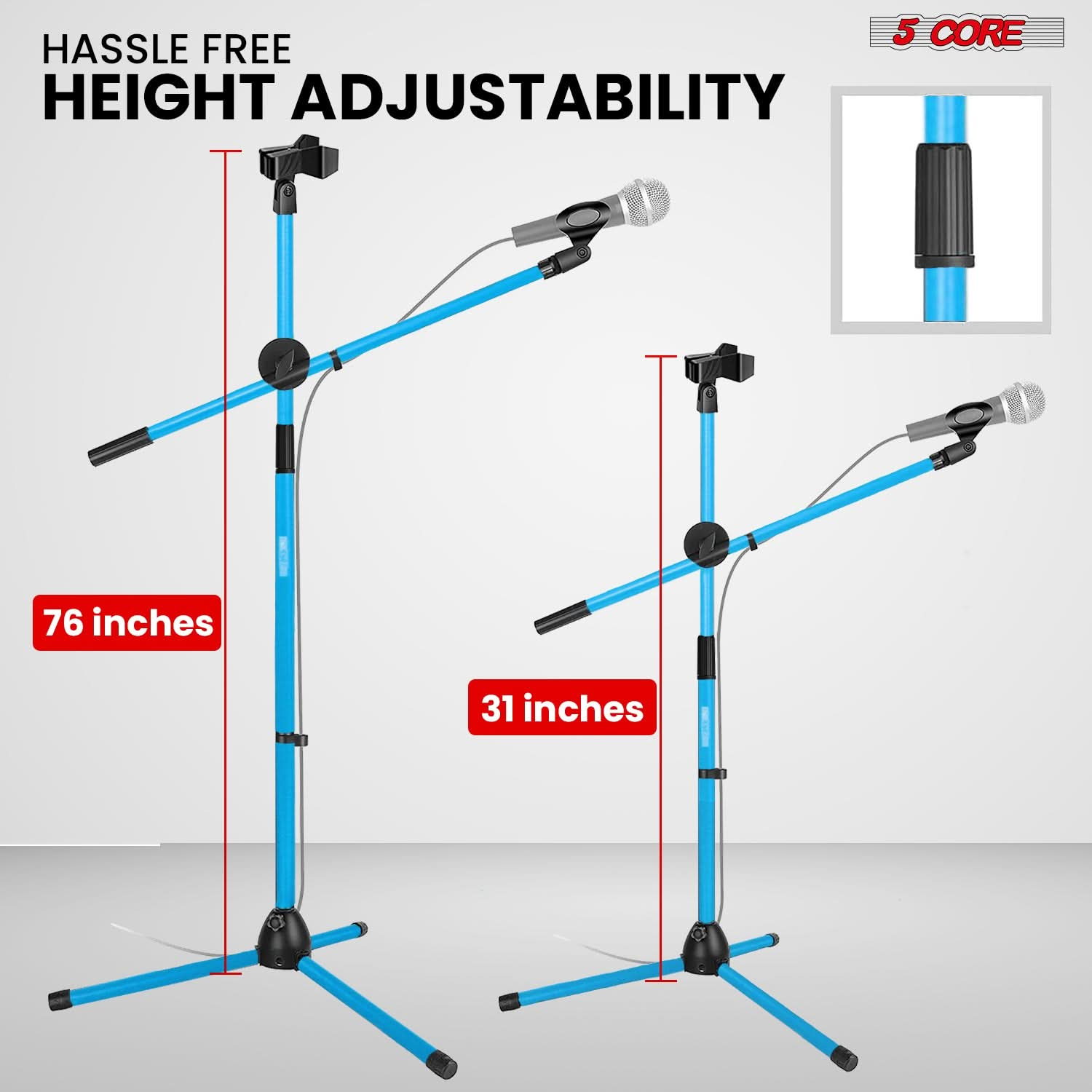 5Core Tripod Mic Stand Adjustable Heavy Duty Floor Holder Microphone Boom Arm