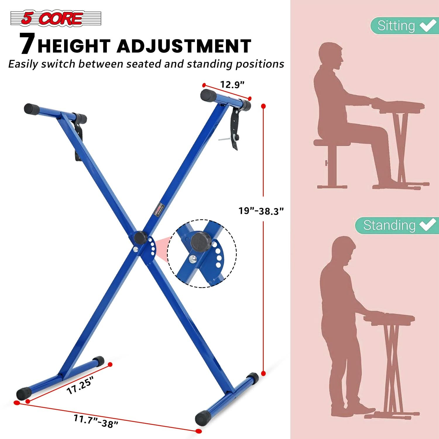 X style height adjustable piano riser